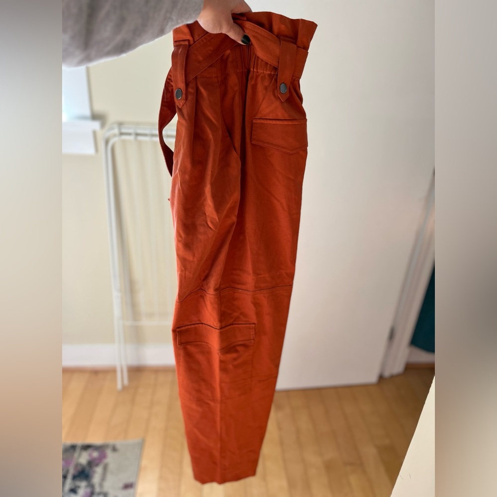 new Who What Wear orange cargo paperbag pants with belt size M